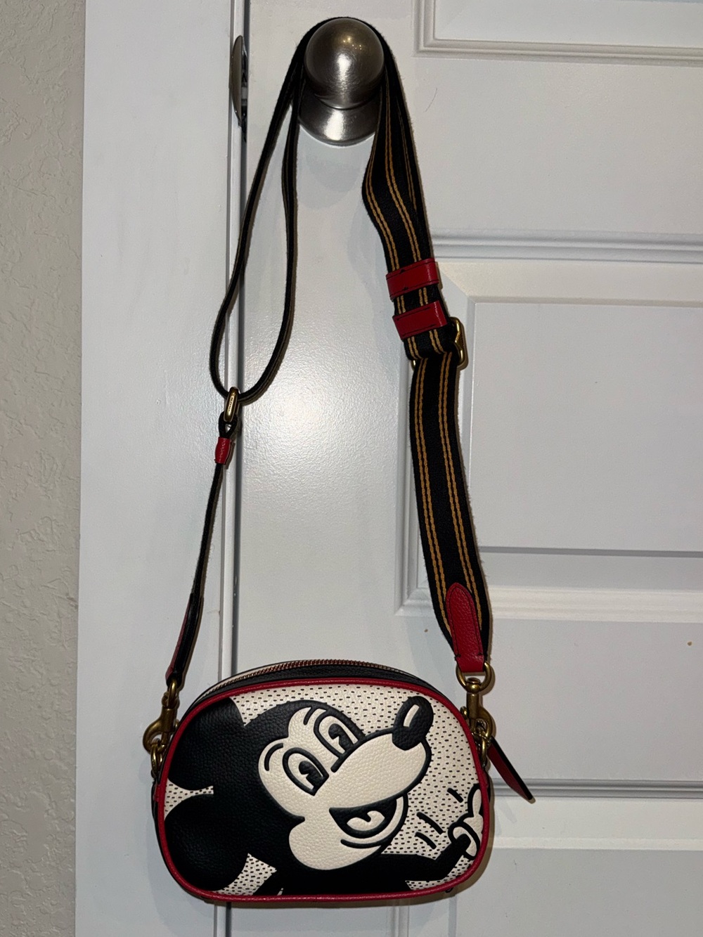 Disney Black White Red Mickey Crossbody Messenger Bag